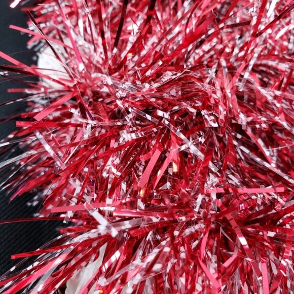 Red & White Silky Tinsel Garland Merry Brite 12ft Christmas Tree Holiday Decor - Picture 5 of 6